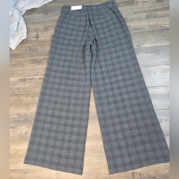 SoldNwt American Eagle Plaid Wide Leg Trousers Stretch women's size 4 reg gray - Picture 2 of 15